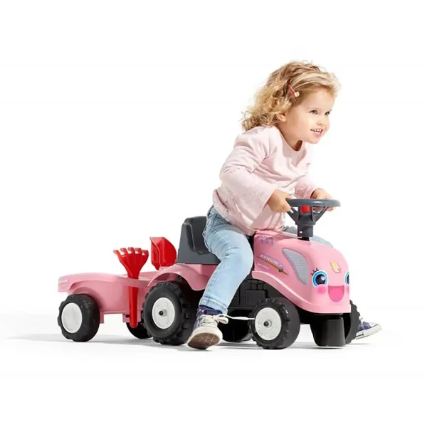 Manufacturer_Falk New Holland & Caterpillar<New Holland Girl's Pink Ride-on Tractor with Trailer and Tools