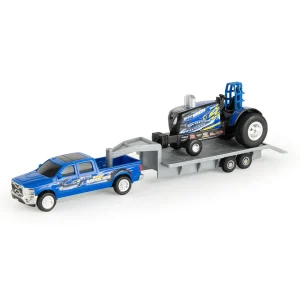 Manufacturer_ERTL Pulling Tractors | Pickup Trucks<1/64 New Holland "Blue Barracuda" Pulling Tractor with Pickup Truck & Trailer