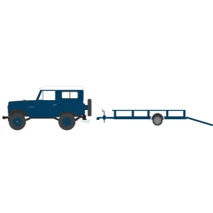 Manufacturer_Greenlight Collectibles Cars & Suvs<1/64 1961 Nissan Patrol Hard Top with Utility Trailer, Blue & White, Hitch & Tow Series 31