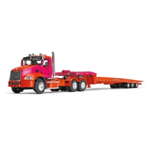 Manufacturer_DCP by First Gear Lowboys & Flatbeds<1/64 Orange & Fuchsia Mack Pinnacle w/ Talbert 5553TA Traveling-Axle Trailer, DCP by First Gear