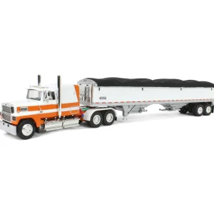 Manufacturer_DCP by First Gear Agricultural Trucks<1/64 Orange & White Ford LTL 9000 60in Flattop with Wilson Pacesetter Grain Trailer, DCP by First Gear