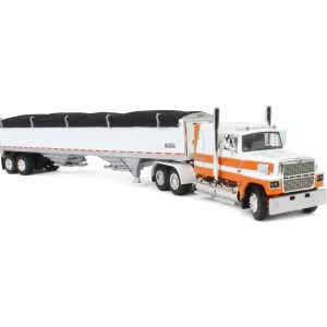 Manufacturer_DCP by First Gear Agricultural Trucks<1/64 Orange & White Ford LTL 9000 60in Flattop with Wilson Pacesetter Grain Trailer, DCP by First Gear