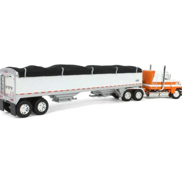 Manufacturer_DCP by First Gear Agricultural Trucks<1/64 Orange & White Ford LTL 9000 60in Flattop with Wilson Pacesetter Grain Trailer, DCP by First Gear