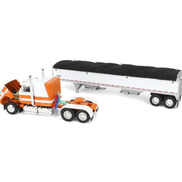 Manufacturer_DCP by First Gear Agricultural Trucks<1/64 Orange & White Ford LTL 9000 60in Flattop with Wilson Pacesetter Grain Trailer, DCP by First Gear