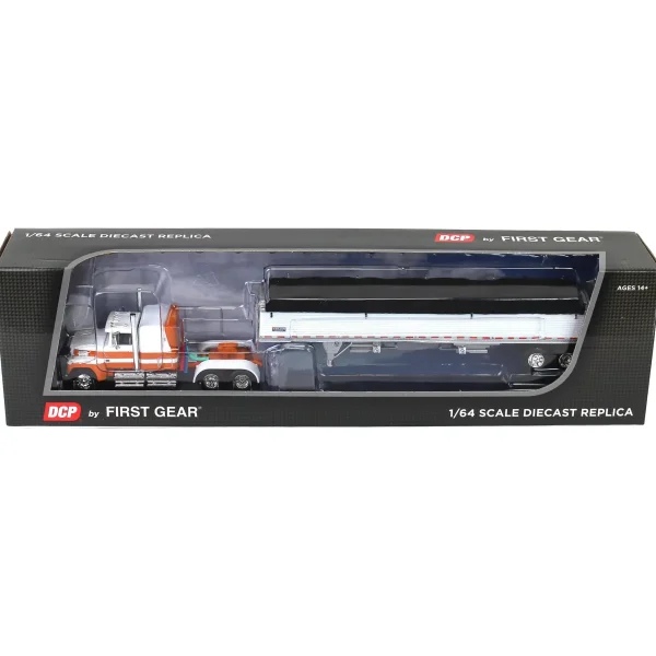 Manufacturer_DCP by First Gear Agricultural Trucks<1/64 Orange & White Ford LTL 9000 60in Flattop with Wilson Pacesetter Grain Trailer, DCP by First Gear