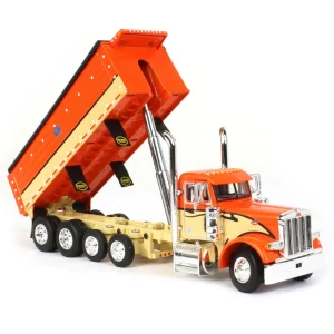 Manufacturer_DCP by First Gear Dump Trucks<1/64 Orange, Black & Tan Peterbilt 379 w/ Quad-Axle MAC Dump Body, DCP by First Gear