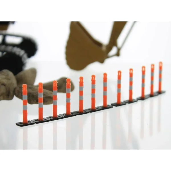 Outback Toys 3D Print & Small Accessories<1/50 Orange Lane Delineation Markers with Black Bases, 18 Pack, 3D Printed
