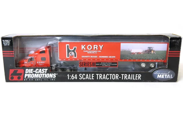 Manufacturer_DCP by First Gear Box Trucks & Trailers<1/64 Orange Peterbilt 387 with 53ft Box Trailer, Kory Farm Equipment
