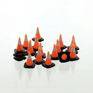 Outback Toys 3D Print & Small Accessories<1/50 Orange Traffic Cones with Black Bases, 18 Pack, 3D Printed