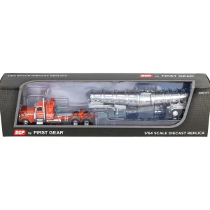 Manufacturer_DCP by First Gear Tanker Trucks<1/64 Orange/Cream Peterbilt 389 with Polished Polar Deep Drop Tanker, DCP by First Gear
