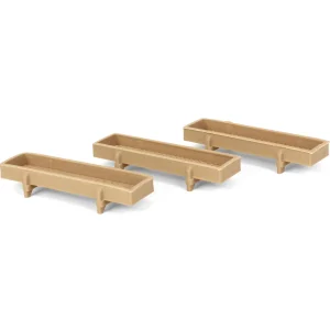 Outback Toys 3D Print & Small Accessories<1/64 Pack of 3 Light Wood Feed Bunks, 3D Printed
