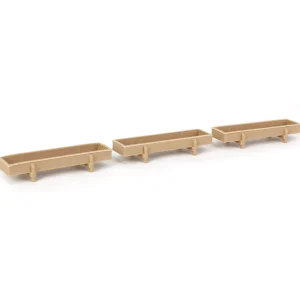 Outback Toys 3D Print & Small Accessories<1/64 Pack of 3 Light Wood Feed Bunks, 3D Printed