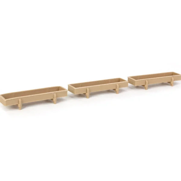 Outback Toys 3D Print & Small Accessories<1/64 Pack of 3 Light Wood Feed Bunks, 3D Printed