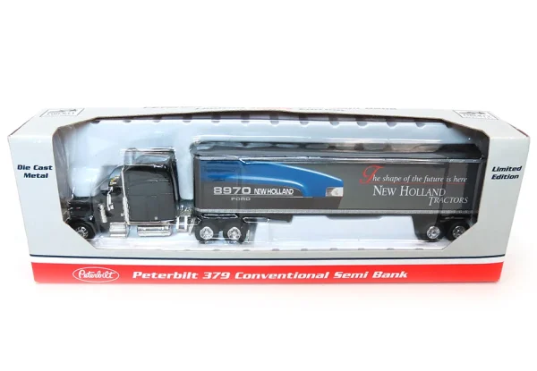 Manufacturer_SpecCast Box Trucks & Trailers<1/64 Peterbilt 379 Conventional Semi Bank, Ford New Holland 8970