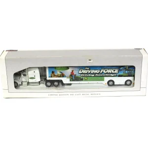 Manufacturer_SpecCast Box Trucks & Trailers<1/64 Peterbilt 379 Semi with John Deere Road Scholars Driving Force Featherlite Trailer