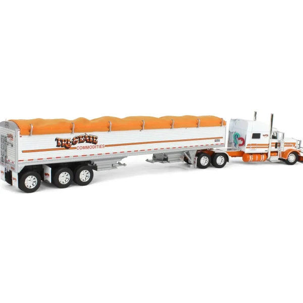 Manufacturer_DCP by First Gear Agricultural Trucks<1/64 Peterbilt 389 with 50ft Tri-Axle Grain Trailer, Tri-State Commodities, DCP by First Gear