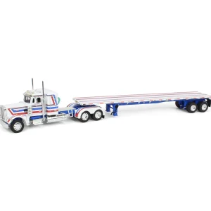 Manufacturer_DCP by First Gear Lowboys & Flatbeds<1/64 Peterbilt 359 with 48ft Utility Flatbed Trailer, USA Bicentennial Patriot, DCP by First Gear