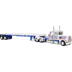Manufacturer_DCP by First Gear Lowboys & Flatbeds<1/64 Peterbilt 359 with 48ft Utility Flatbed Trailer, USA Bicentennial Patriot, DCP by First Gear