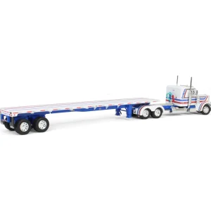 Manufacturer_DCP by First Gear Lowboys & Flatbeds<1/64 Peterbilt 359 with 48ft Utility Flatbed Trailer, USA Bicentennial Patriot, DCP by First Gear