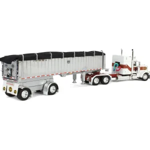 Manufacturer_DCP by First Gear Dump Trucks<1/64 Peterbilt 389 with MAC Coal End Dump Trailer, White/Red/Gold, DCP by First Gear