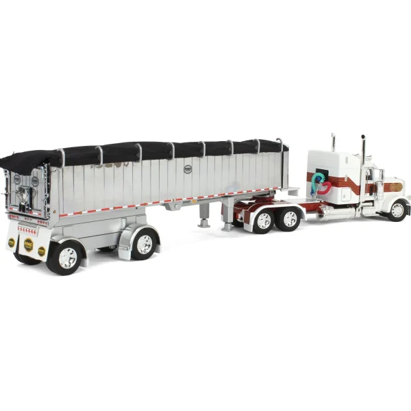 Manufacturer_DCP by First Gear Dump Trucks<1/64 Peterbilt 389 with MAC Coal End Dump Trailer, White/Red/Gold, DCP by First Gear
