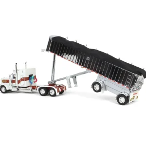 Manufacturer_DCP by First Gear Dump Trucks<1/64 Peterbilt 389 with MAC Coal End Dump Trailer, White/Red/Gold, DCP by First Gear