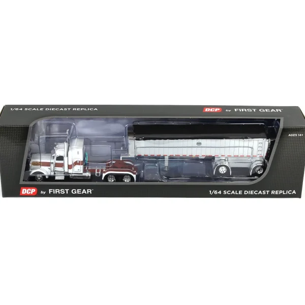 Manufacturer_DCP by First Gear Dump Trucks<1/64 Peterbilt 389 with MAC Coal End Dump Trailer, White/Red/Gold, DCP by First Gear