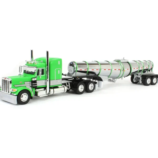 Manufacturer_DCP by First Gear Tanker Trucks<1/64 Peterbilt 389 with Polar Deep Drop Trailer, Green/Silver/Black, DCP by First Gear