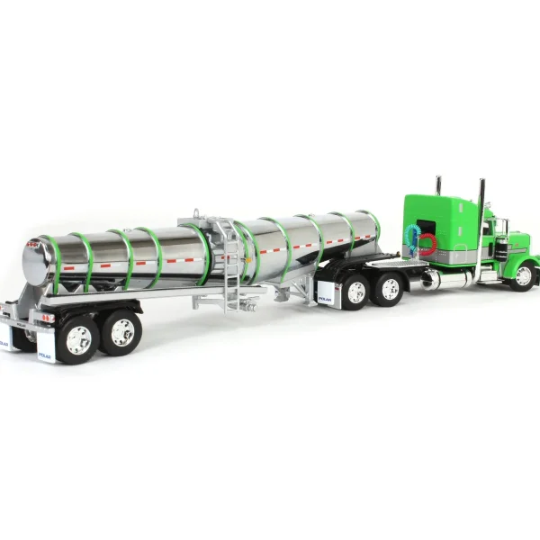 Manufacturer_DCP by First Gear Tanker Trucks<1/64 Peterbilt 389 with Polar Deep Drop Trailer, Green/Silver/Black, DCP by First Gear