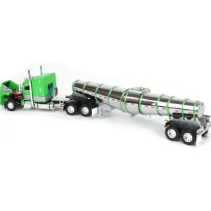 Manufacturer_DCP by First Gear Tanker Trucks<1/64 Peterbilt 389 with Polar Deep Drop Trailer, Green/Silver/Black, DCP by First Gear