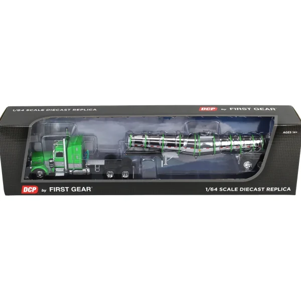 Manufacturer_DCP by First Gear Tanker Trucks<1/64 Peterbilt 389 with Polar Deep Drop Trailer, Green/Silver/Black, DCP by First Gear