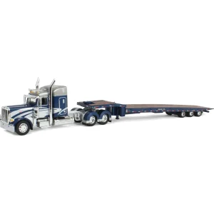 Manufacturer_DCP by First Gear Lowboys & Flatbeds<1/64 Peterbilt 389 with Talbert 5553T Traveling Axle Trailer, Blue/Silver, DCP by First Gear