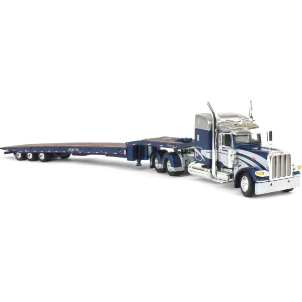 Manufacturer_DCP by First Gear Lowboys & Flatbeds<1/64 Peterbilt 389 with Talbert 5553T Traveling Axle Trailer, Blue/Silver, DCP by First Gear