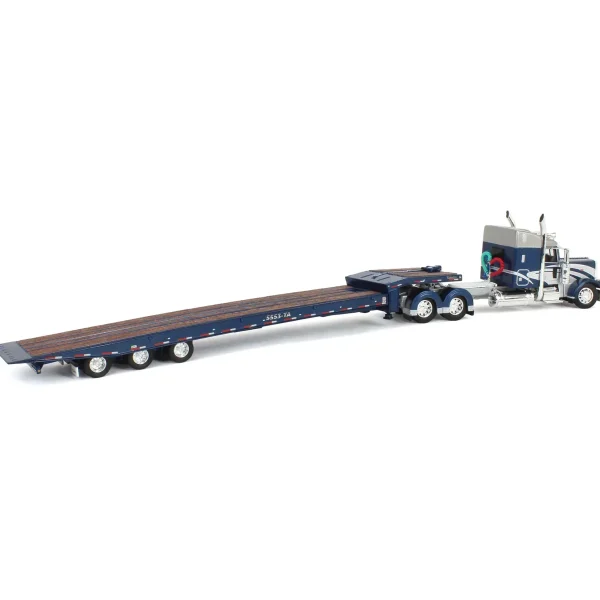 Manufacturer_DCP by First Gear Lowboys & Flatbeds<1/64 Peterbilt 389 with Talbert 5553T Traveling Axle Trailer, Blue/Silver, DCP by First Gear