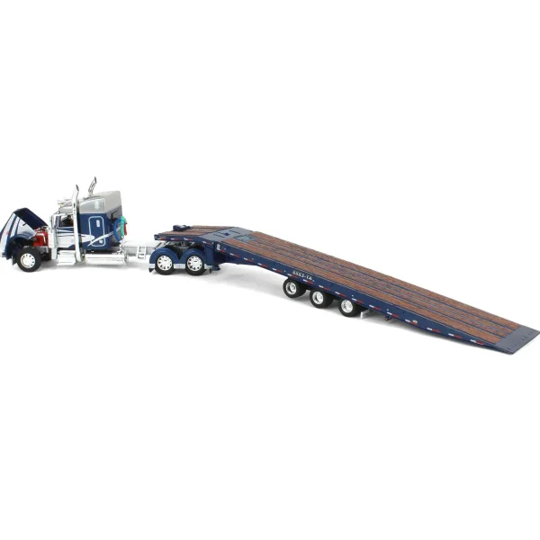 Manufacturer_DCP by First Gear Lowboys & Flatbeds<1/64 Peterbilt 389 with Talbert 5553T Traveling Axle Trailer, Blue/Silver, DCP by First Gear