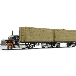Manufacturer_DCP by First Gear Lowboys & Flatbeds<1/64 Peterbilt Model 389 Day Cab and 28.5' Utility Dual Hay Flatbed Trailers with Hay Load, Exclusive Collector Edition, DCP by First Gear