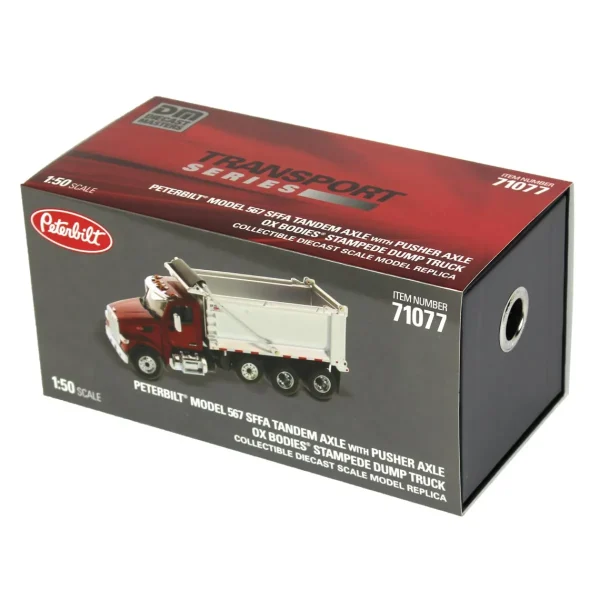 Manufacturer_Diecast Masters Dump Trucks<1/50 Peterbilt Model 567 SFFA Tandem Axle Dump Truck with Pusher Axle by Diecast Masters