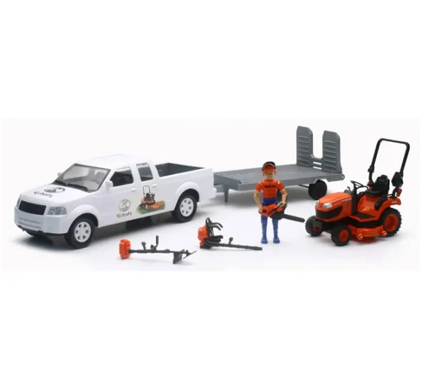 Manufacturer_New Ray Toys Inc. Pickup Trucks<1/18 Pickup Truck and Trailer w/ Kubota Mower, Figure & Accessories by New Ray