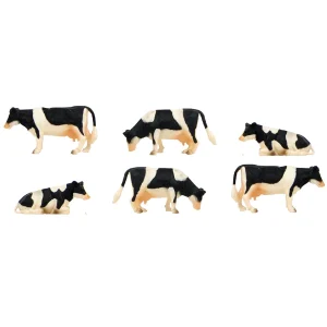 Manufacturer_Universal Hobbies Wooden Barns & Large Accessories<1/32 6 Piece Black and White Cow Set