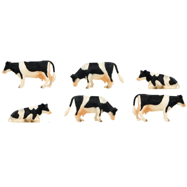 Manufacturer_Universal Hobbies Wooden Barns & Large Accessories<1/32 6 Piece Black and White Cow Set