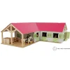 Outback Toys Wooden Barns & Large Accessories<1/24 Pink & White Kids Globe Wooden Horse Stable with 4 Boxes, Storage and Wash Box