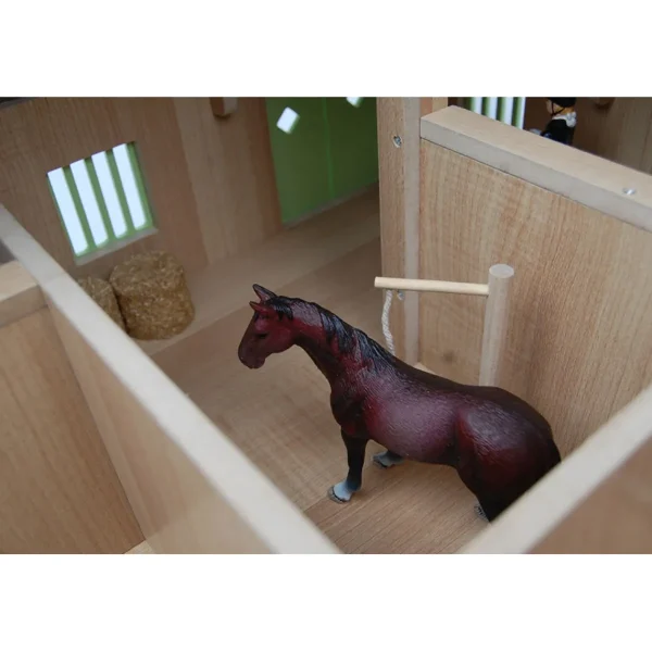 Outback Toys Wooden Barns & Large Accessories<1/24 Pink & White Kids Globe Wooden Horse Stable with 4 Boxes, Storage and Wash Box