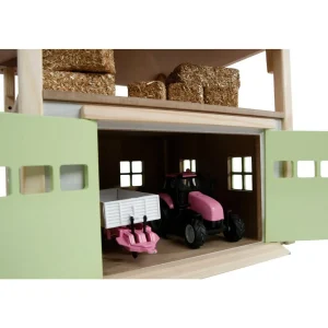 Outback Toys Wooden Barns & Large Accessories<1/32 PINK Wooden Hay Barn with Loft and Adjustable Roof by Kids Globe