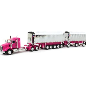 Manufacturer_DCP by First Gear Dump Trucks<1/64 Pink/Chrome Kenworth T800 w/ Chrome East Genesis II End Dump Trailers, DCP by First Gear