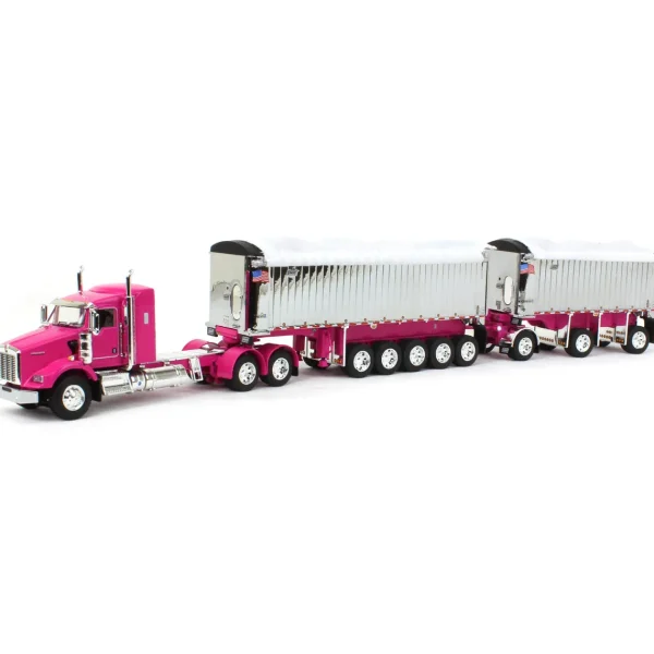 Manufacturer_DCP by First Gear Dump Trucks<1/64 Pink/Chrome Kenworth T800 w/ Chrome East Genesis II End Dump Trailers, DCP by First Gear