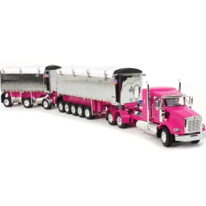 Manufacturer_DCP by First Gear Dump Trucks<1/64 Pink/Chrome Kenworth T800 w/ Chrome East Genesis II End Dump Trailers, DCP by First Gear