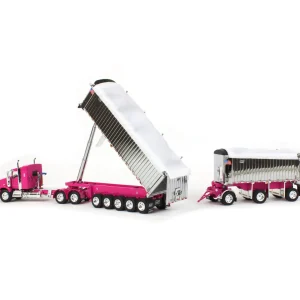 Manufacturer_DCP by First Gear Dump Trucks<1/64 Pink/Chrome Kenworth T800 w/ Chrome East Genesis II End Dump Trailers, DCP by First Gear