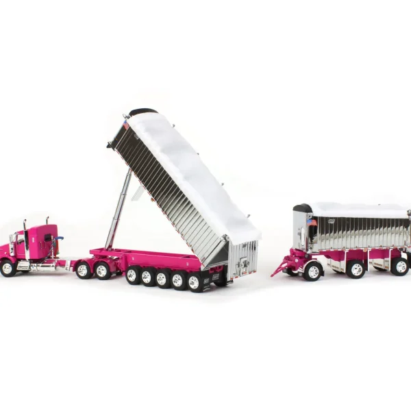 Manufacturer_DCP by First Gear Dump Trucks<1/64 Pink/Chrome Kenworth T800 w/ Chrome East Genesis II End Dump Trailers, DCP by First Gear