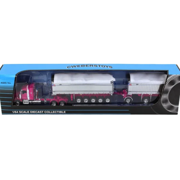 Manufacturer_DCP by First Gear Dump Trucks<1/64 Pink/Chrome Kenworth T800 w/ Chrome East Genesis II End Dump Trailers, DCP by First Gear