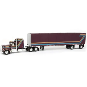 Manufacturer_DCP by First Gear Box Trucks & Trailers<1/64 Plum Kenworth W900A with Aerodyne Sleeper & 53ft Utility Roll Tarp Trailer, DCP by First Gear